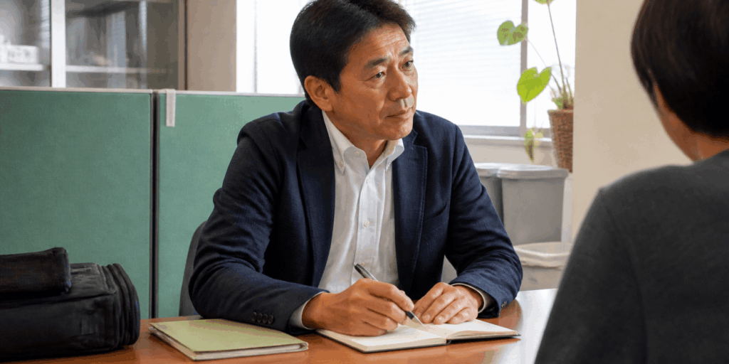 探偵への相談内容を確認するスタッフ